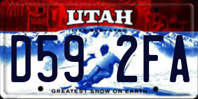 UT license plate D592FA