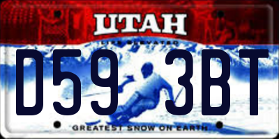 UT license plate D593BT