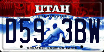 UT license plate D593BW