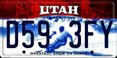 UT license plate D593FY