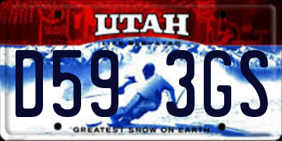 UT license plate D593GS
