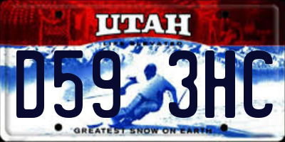 UT license plate D593HC