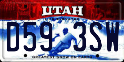UT license plate D593SW