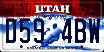 UT license plate D594BW