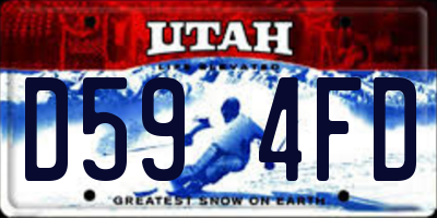 UT license plate D594FD