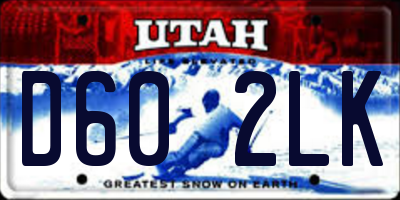 UT license plate D602LK