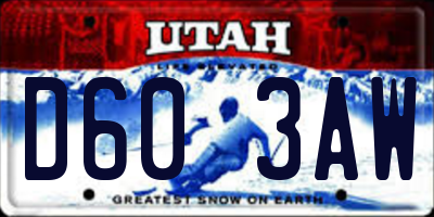 UT license plate D603AW