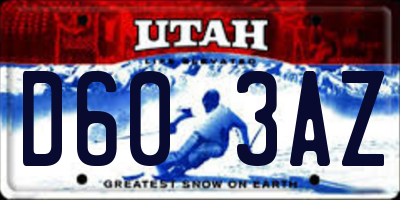 UT license plate D603AZ