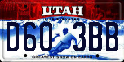 UT license plate D603BB