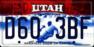 UT license plate D603BF