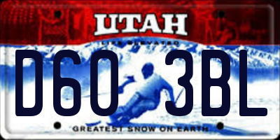 UT license plate D603BL