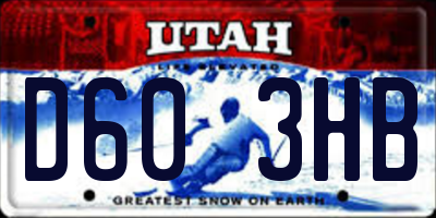 UT license plate D603HB