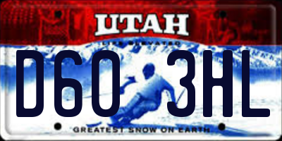 UT license plate D603HL