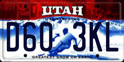 UT license plate D603KL