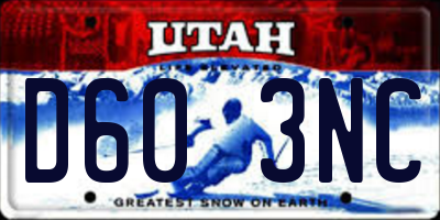 UT license plate D603NC