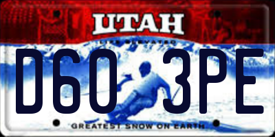 UT license plate D603PE