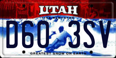 UT license plate D603SV