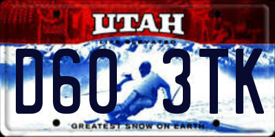 UT license plate D603TK
