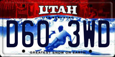 UT license plate D603WD