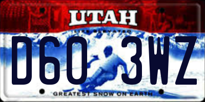 UT license plate D603WZ