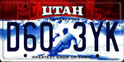 UT license plate D603YK