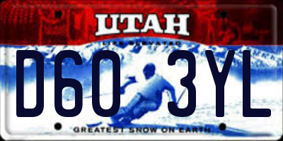 UT license plate D603YL