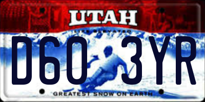 UT license plate D603YR