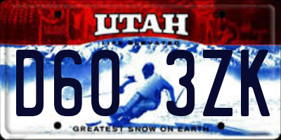 UT license plate D603ZK