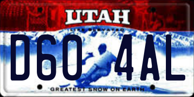 UT license plate D604AL