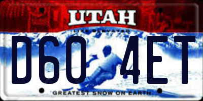 UT license plate D604ET