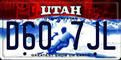 UT license plate D607JL