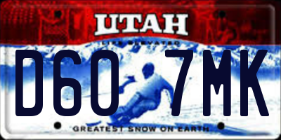 UT license plate D607MK