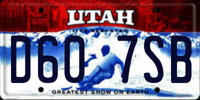 UT license plate D607SB