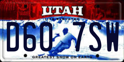 UT license plate D607SW