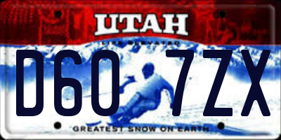 UT license plate D607ZX