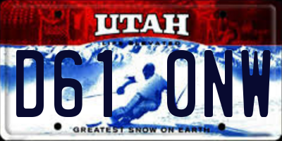 UT license plate D610NW