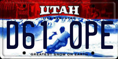 UT license plate D610PE