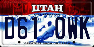UT license plate D610WK