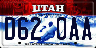 UT license plate D620AA