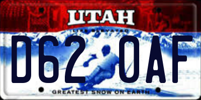 UT license plate D620AF