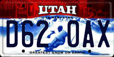 UT license plate D620AX