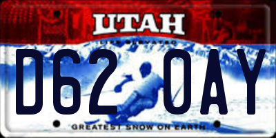 UT license plate D620AY