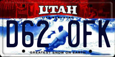 UT license plate D620FK