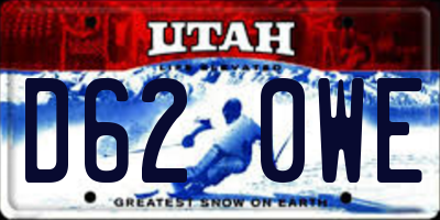 UT license plate D620WE