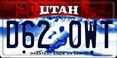UT license plate D620WT