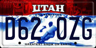 UT license plate D620ZG