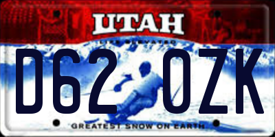 UT license plate D620ZK