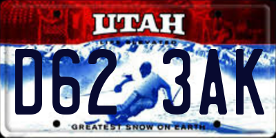 UT license plate D623AK