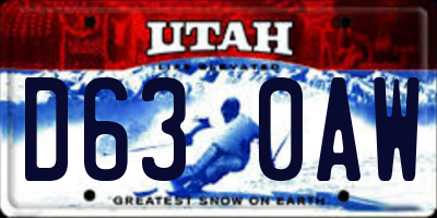 UT license plate D630AW