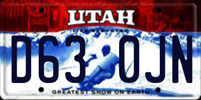 UT license plate D630JN